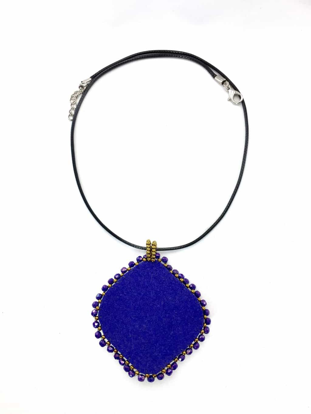 purple and gold, clay, lantern pendant with beaded bezel Moroccan Lantern Purple