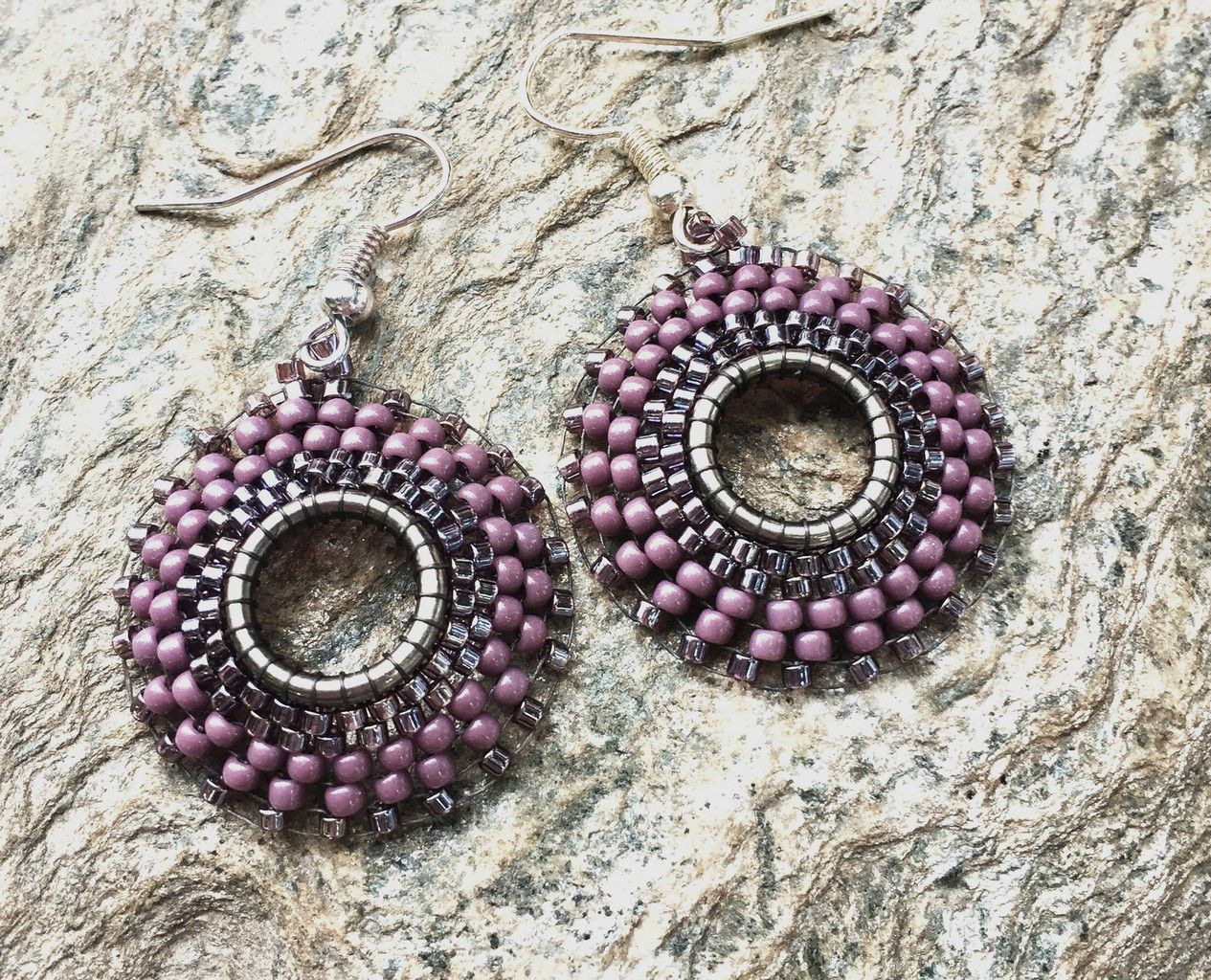 mauve hoop earrings