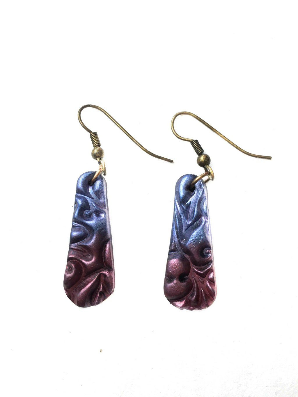 blue and russet teardrop ombre earrings