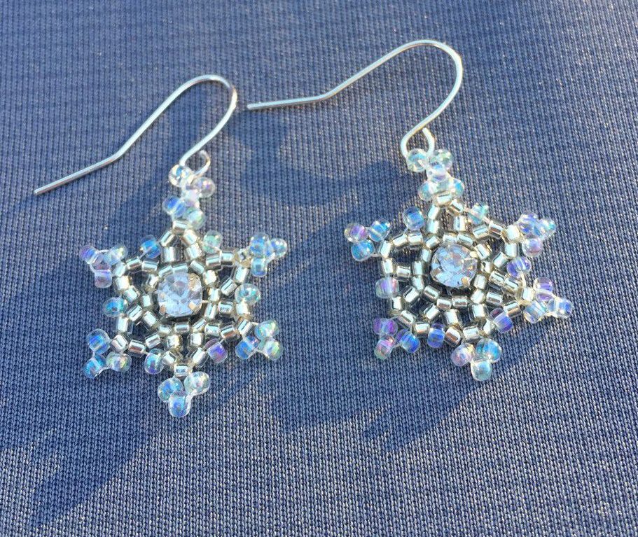 Blue snowflake earrings