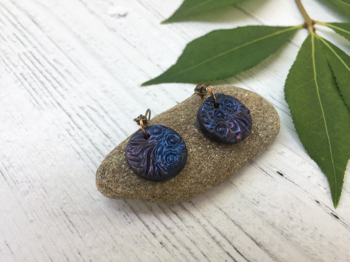 polymer clay coin earrings