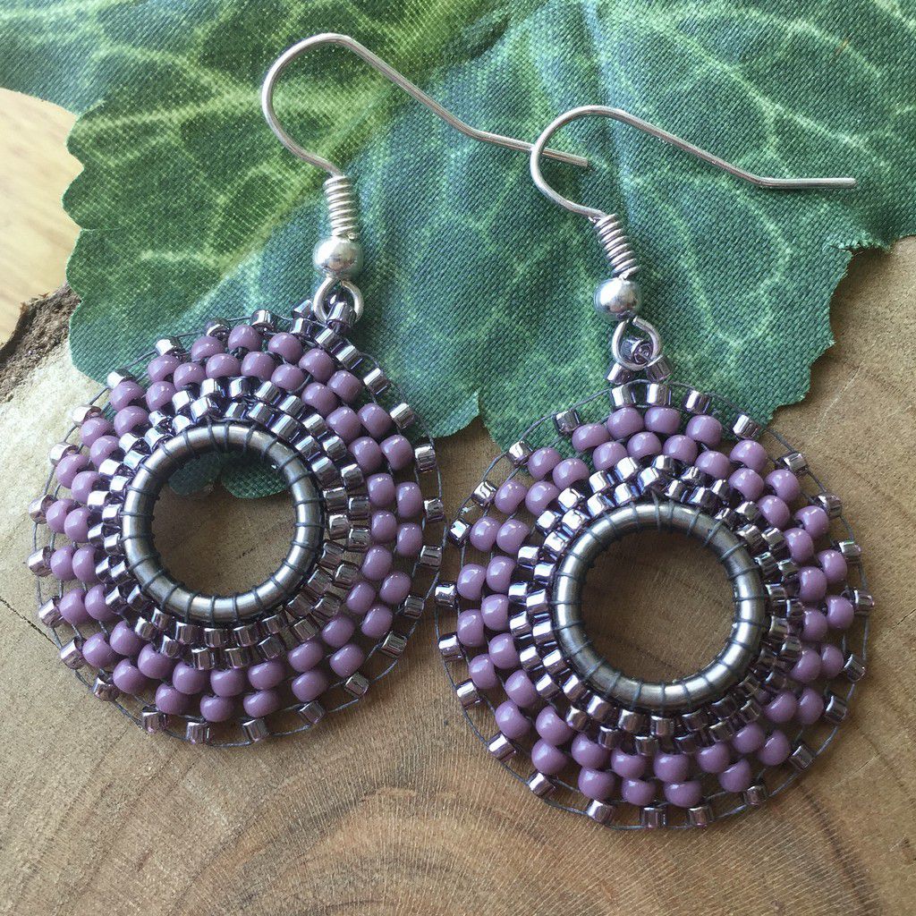 mauve hoop earrings