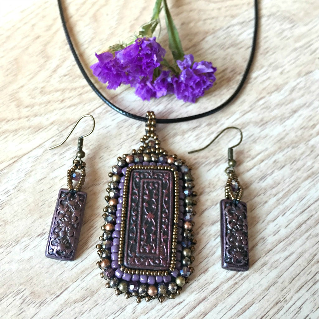 purple victorian jewelry set