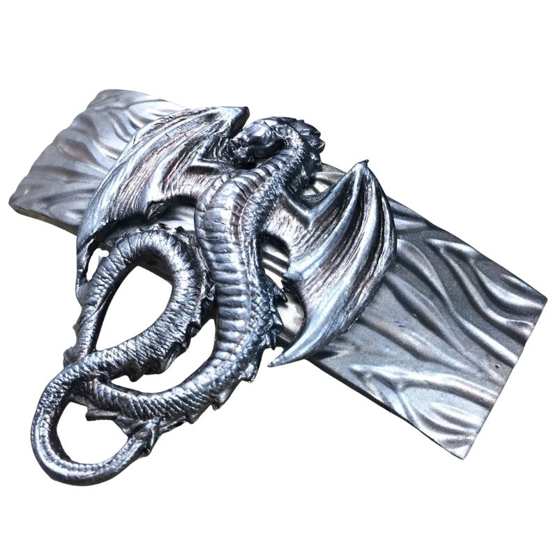 Silver dragon hair clip