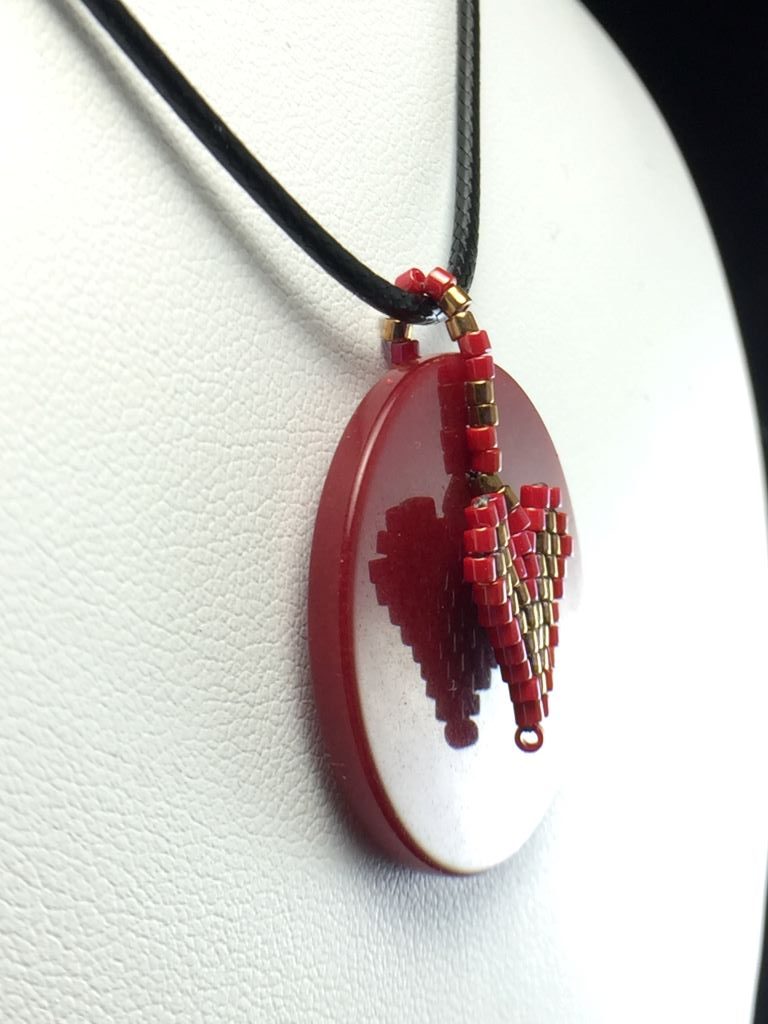 red jasper necklace with heart charm