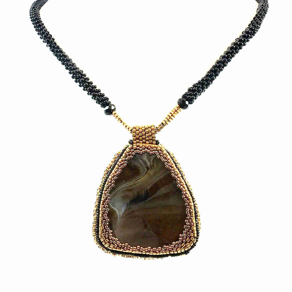 Brown Lace Agate Stone Necklace