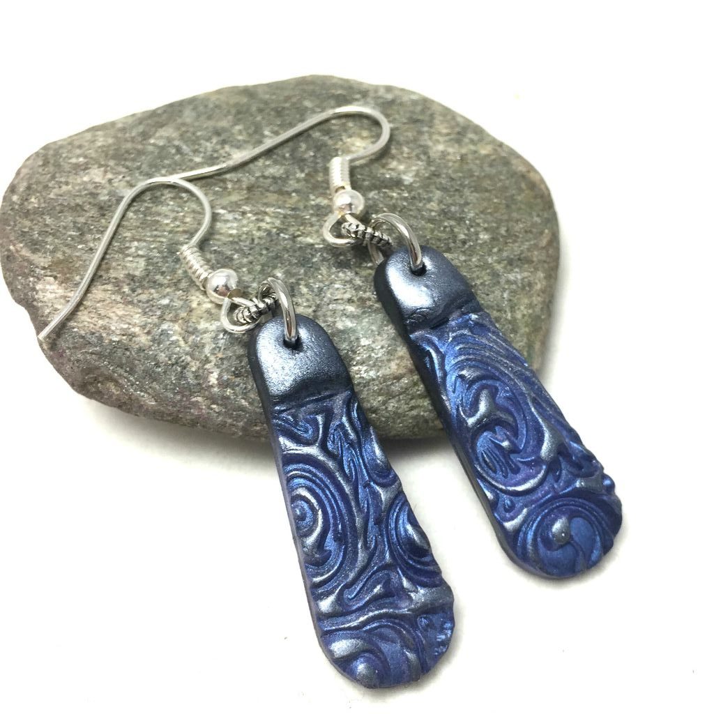 long tear drop earrings blue