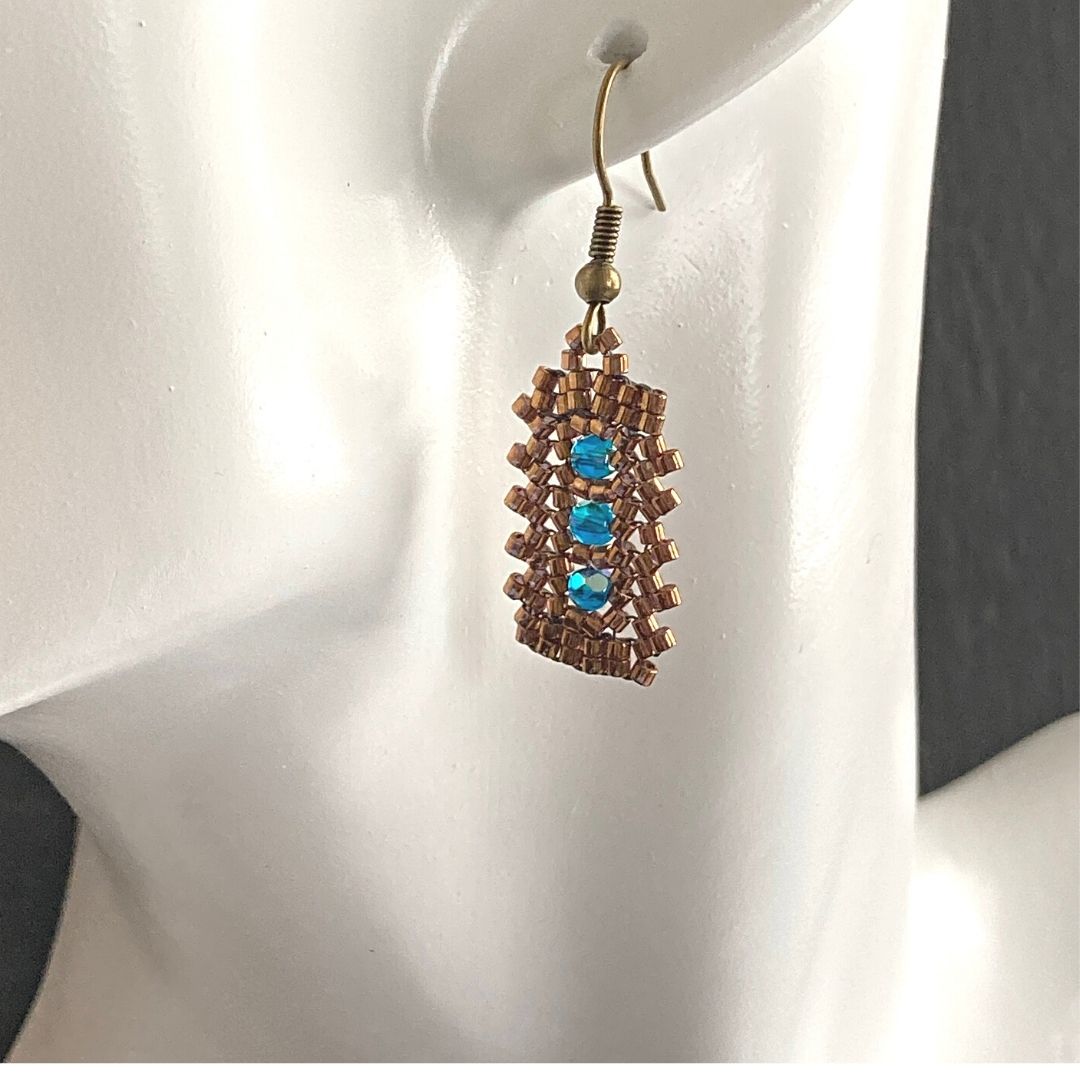 blue zircon crystal earrings