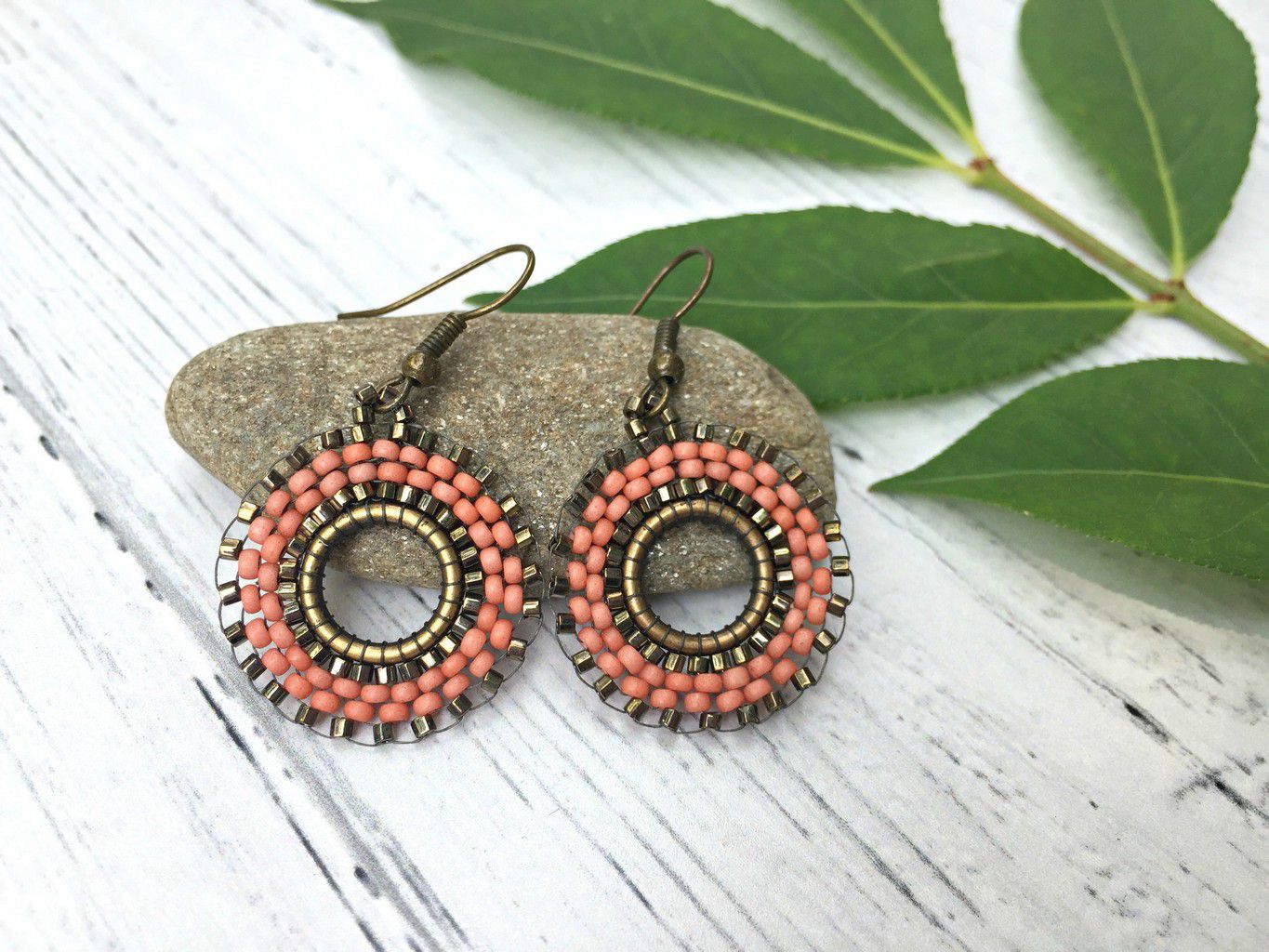coral hoop earrings
