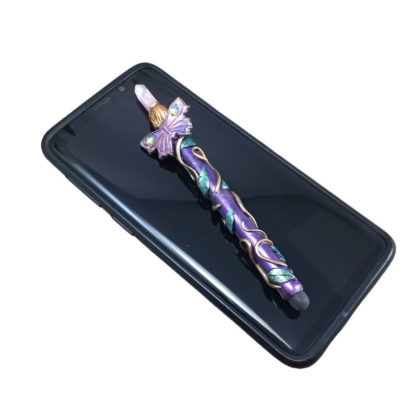 Butterfly cellphone stylus pen with quartz crystal