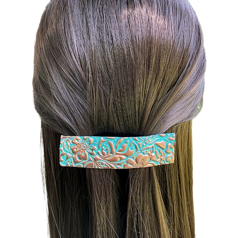 copper patina hair clip