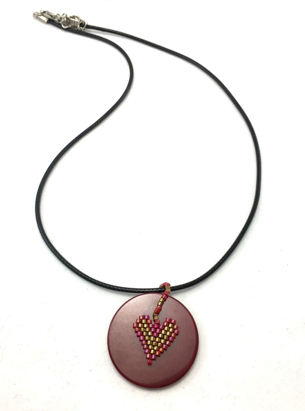 Red Jasper necklace with red heart charm