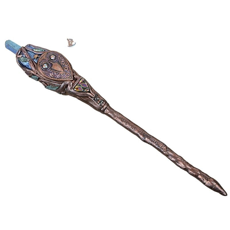 polymer clay crystal enchanted owl wand