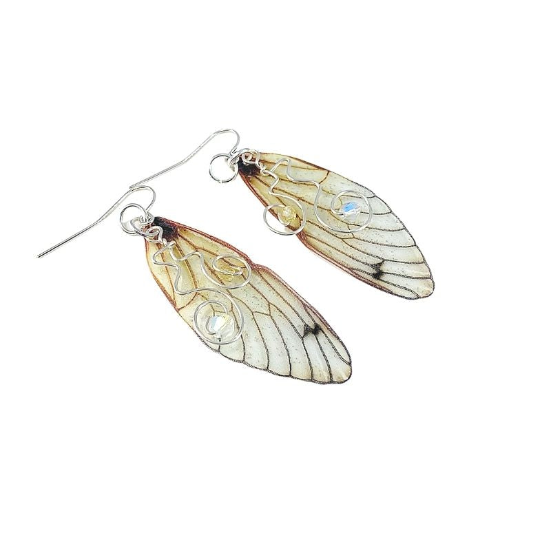 Sterling silver yellow fairy cottage earrings