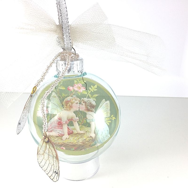 fairy christmas ornament with fairy wing charm