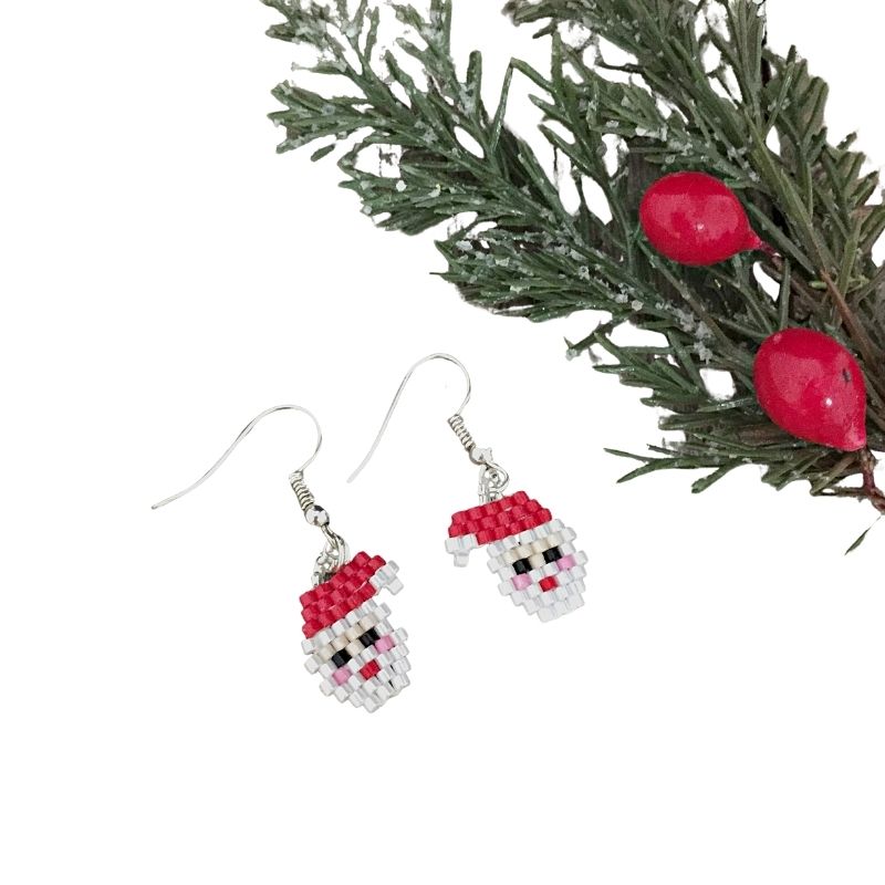 beaded father christmas face earrings