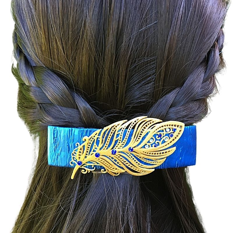 gold feather barrette