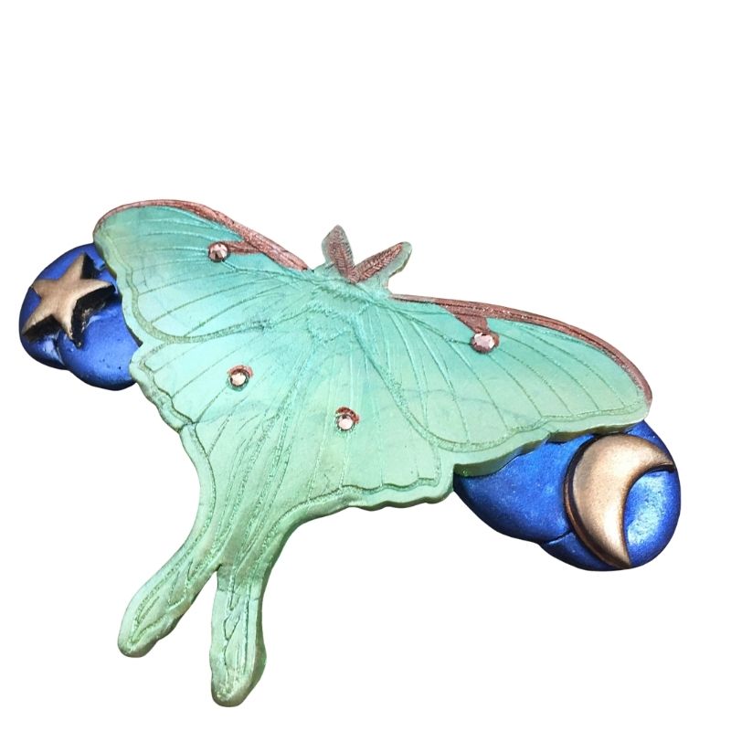 green luna moth hair clip