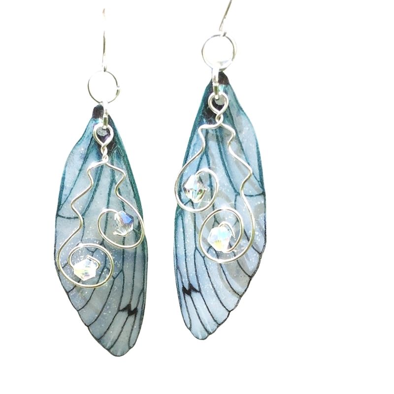 Grey cicada wing earrings