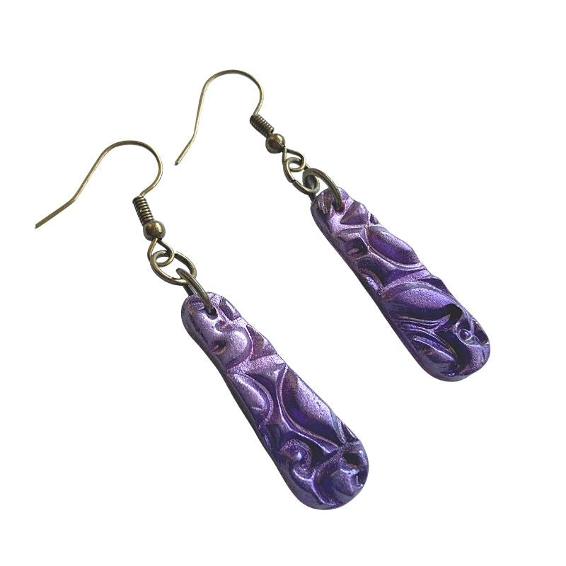lavender and purple ombre textured drop earrings