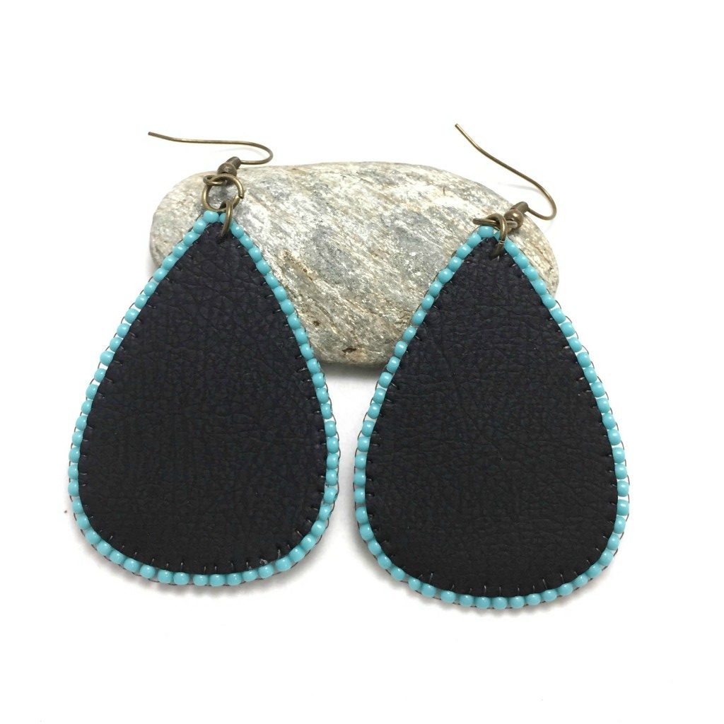 back of rustic faux leather earrings