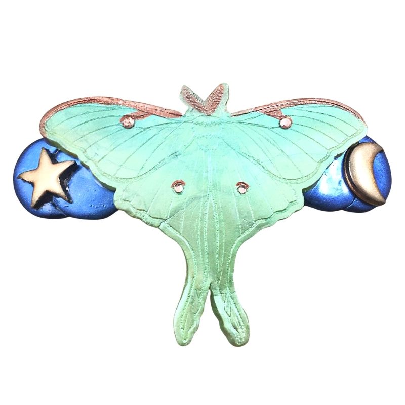 luna moth hair clip