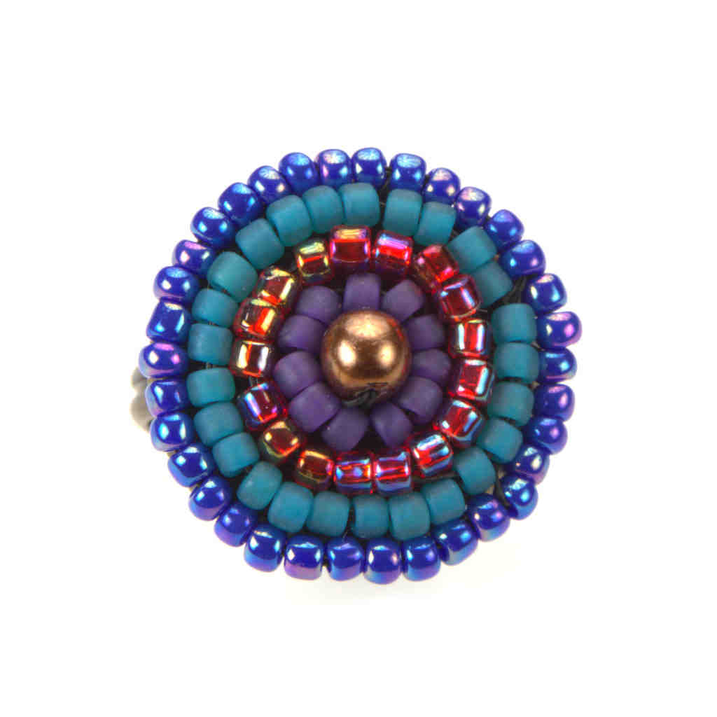 mandala ring blue, red, purple