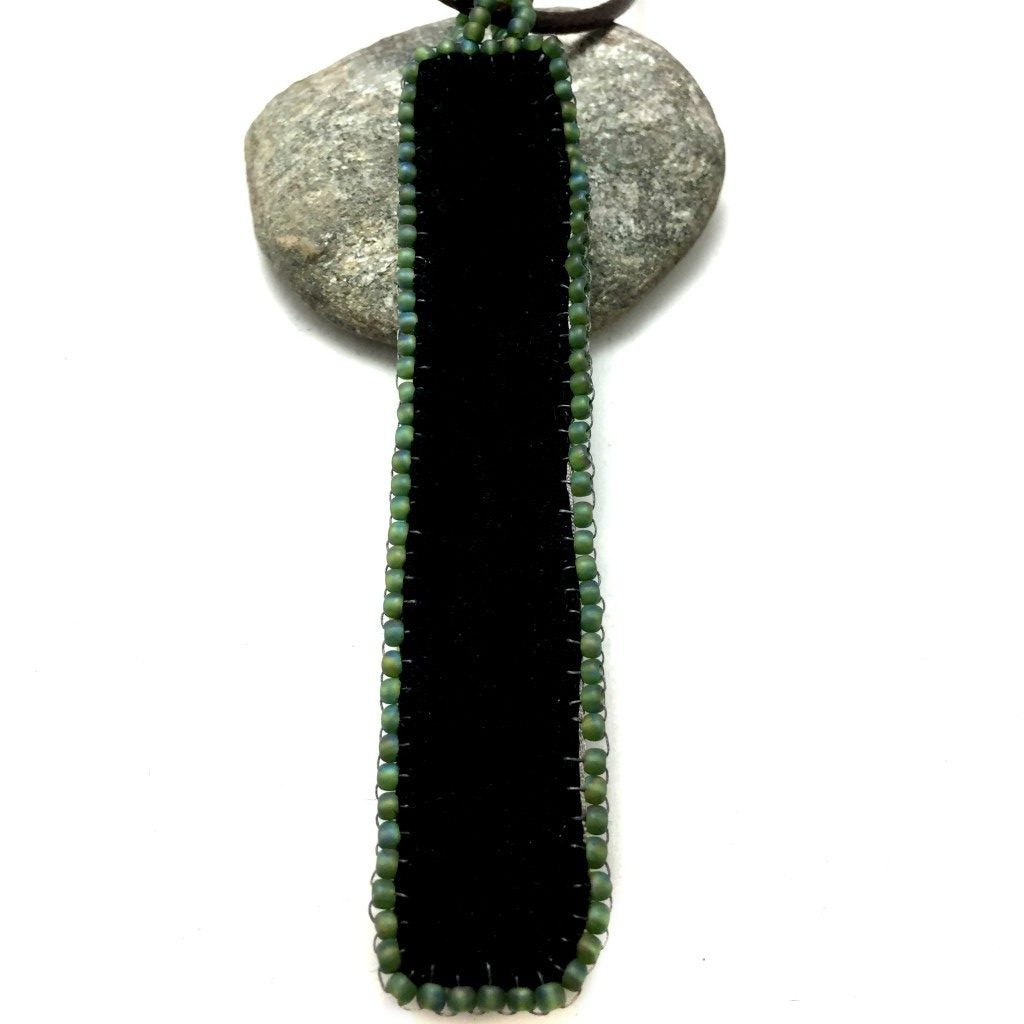 mauve and green silk pendant - back