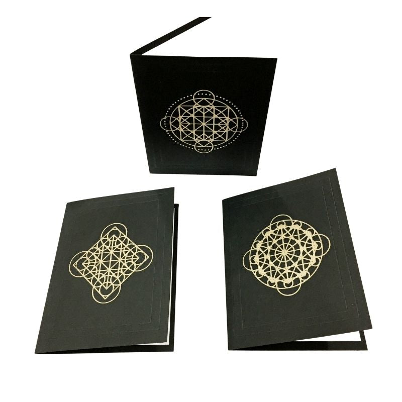 set of 3 medieval alchemy ink drawing notecards