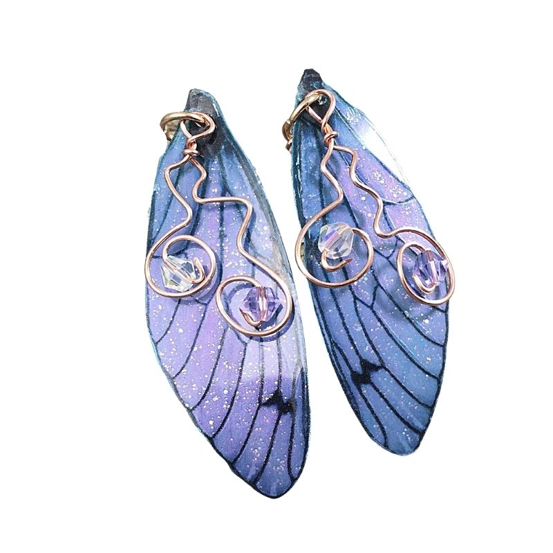 purple an blue merfairy earrings