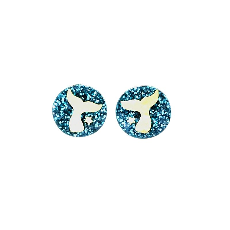 aqua blue mermaid tail earrings