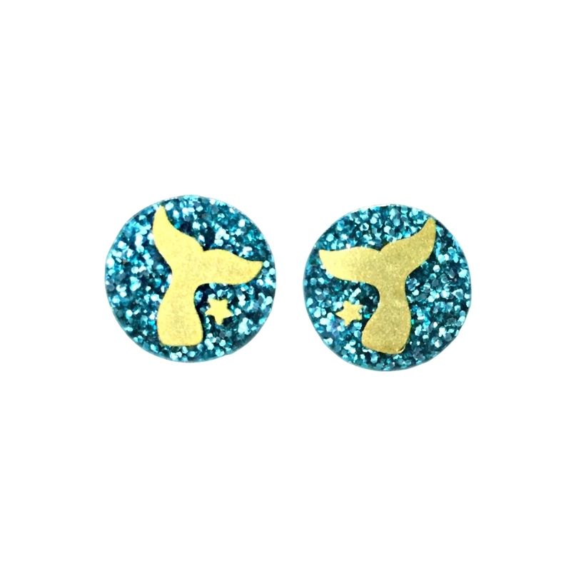 Mermaid tail stud earrings