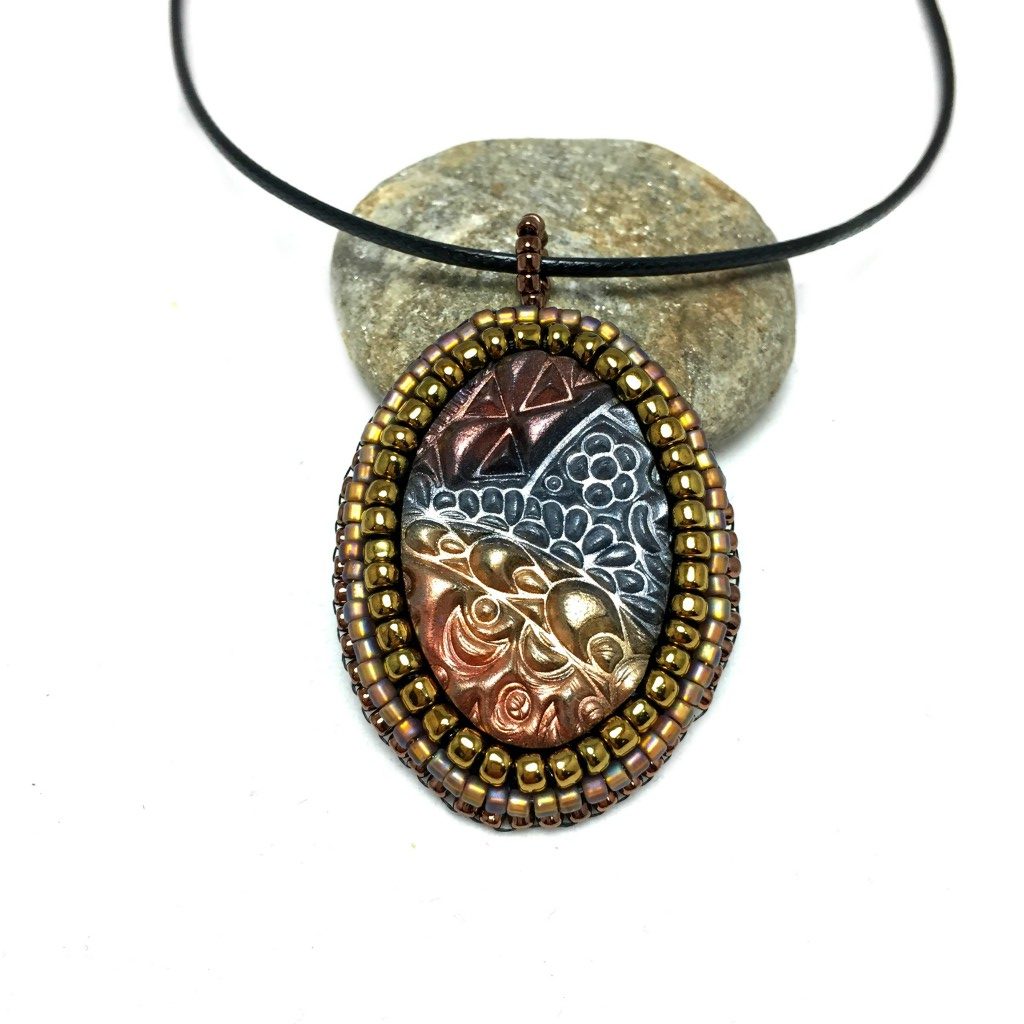 metallic zen tangle art pendant