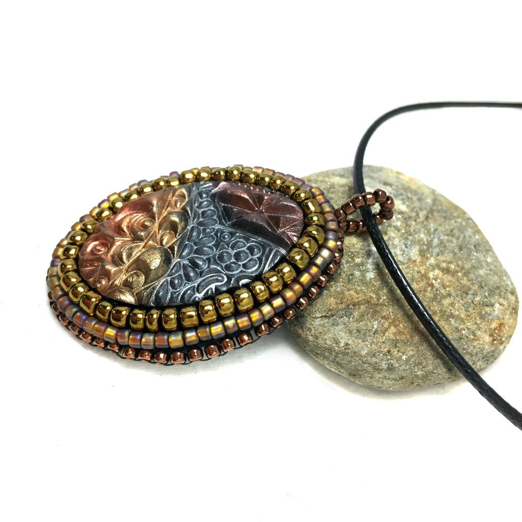 Metallic zen tangle art pendant left side