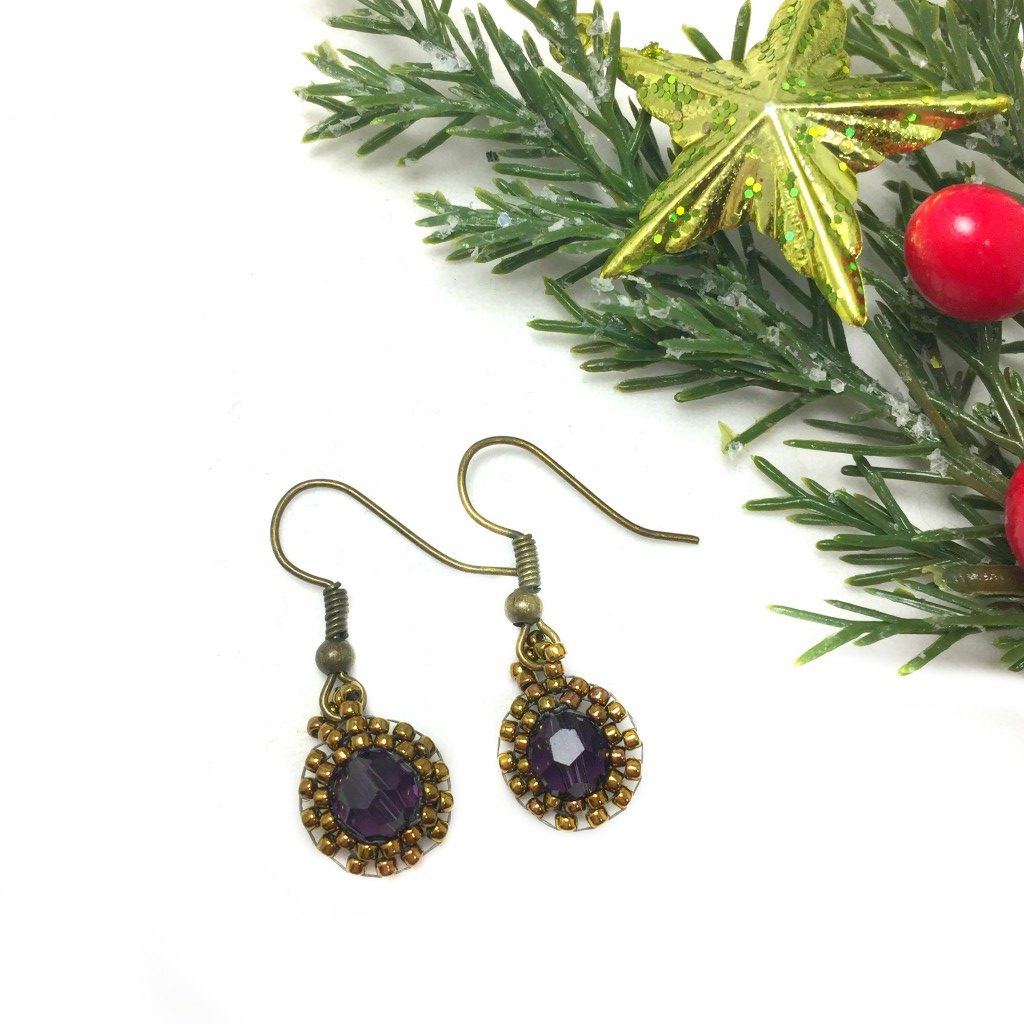 purple crystal earrings