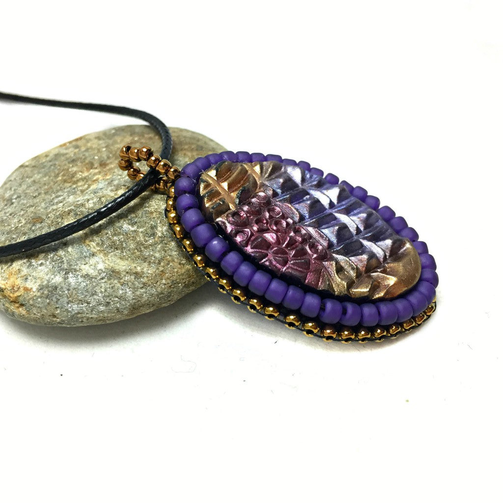purple tangle art pendant right side