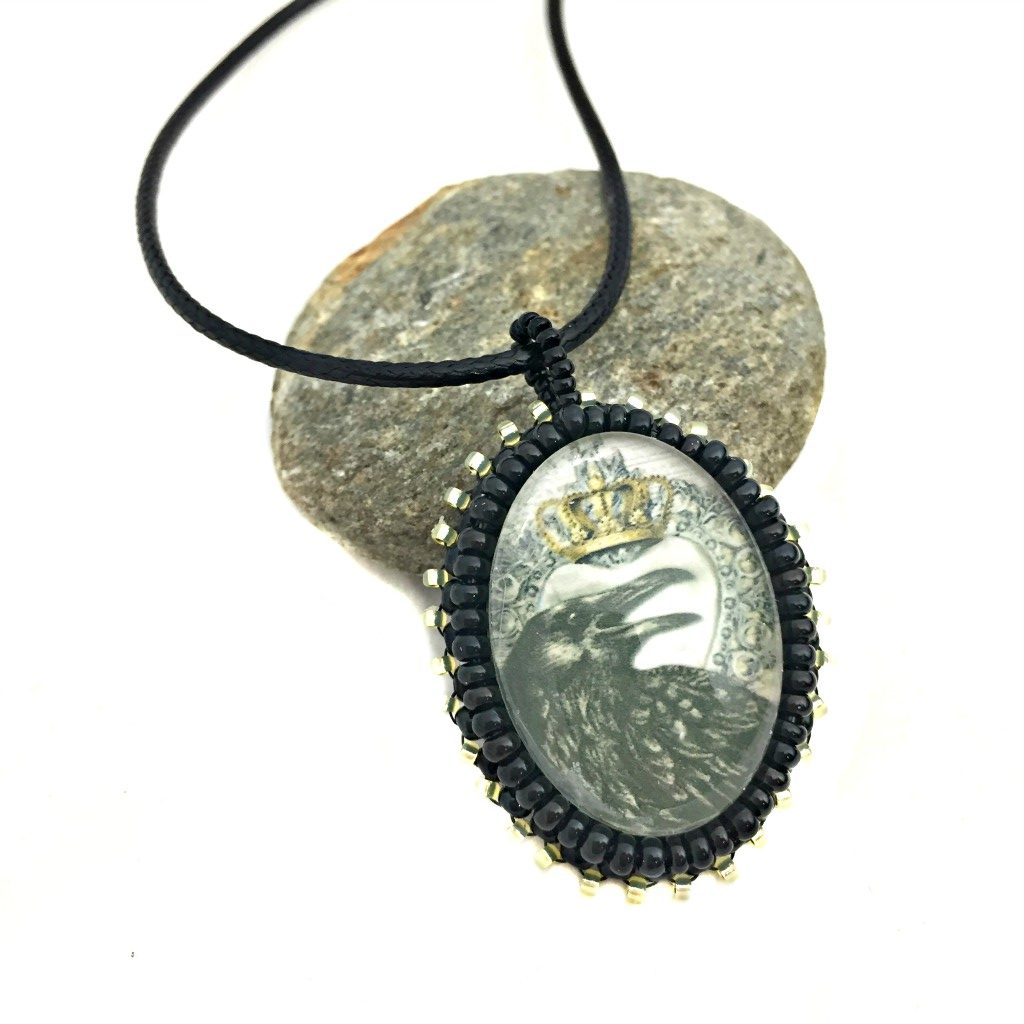 Crow with Crown Necklace