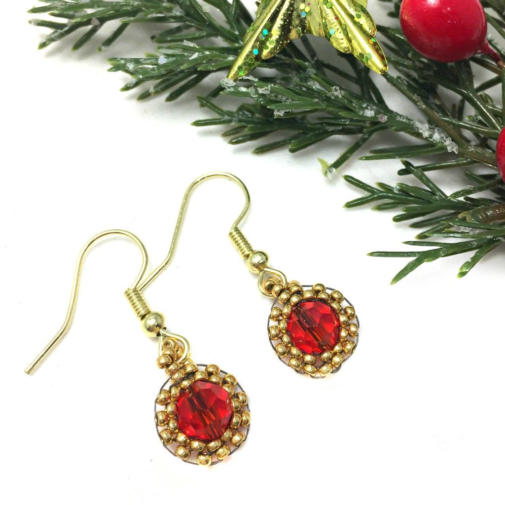 Red crystal earrings