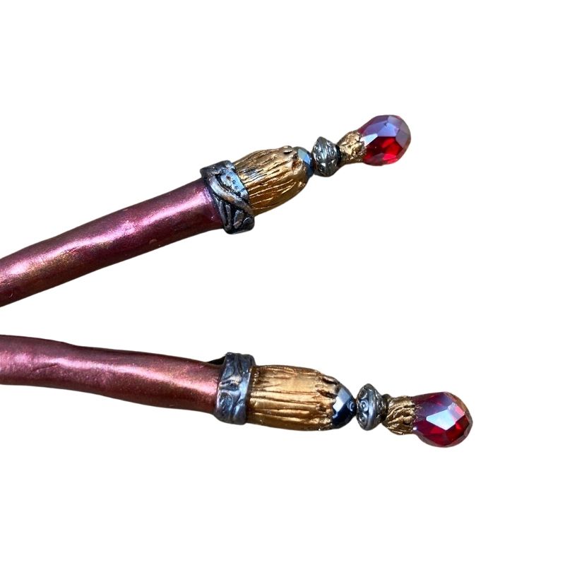 red crystal juda sticks in pink and gold