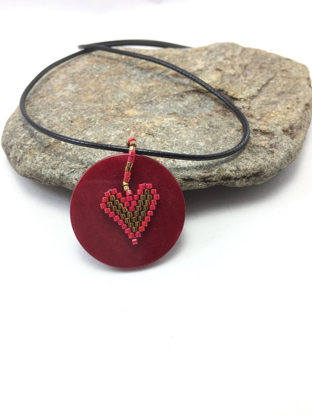 red heart necklace with Jasper stone