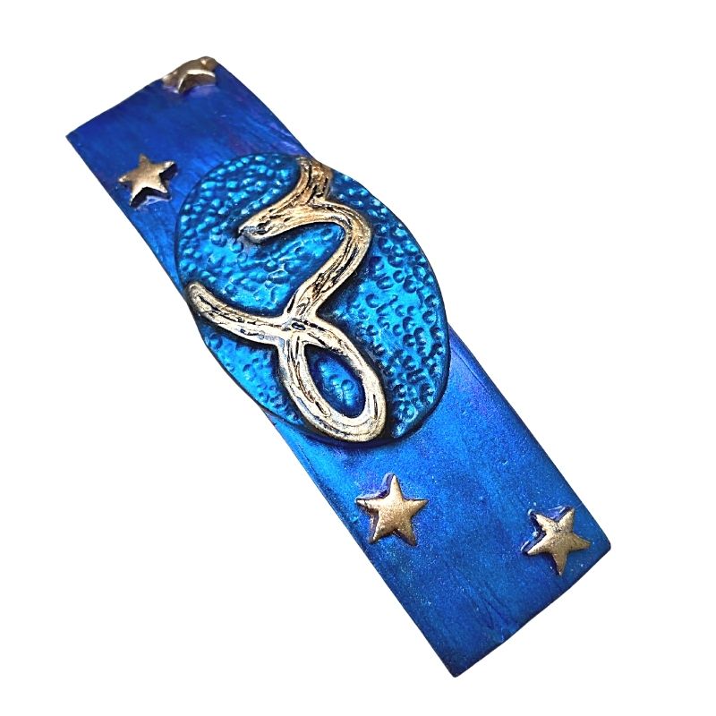 Zodiac sign capricorn the sea goat hair clip inin blue and purple