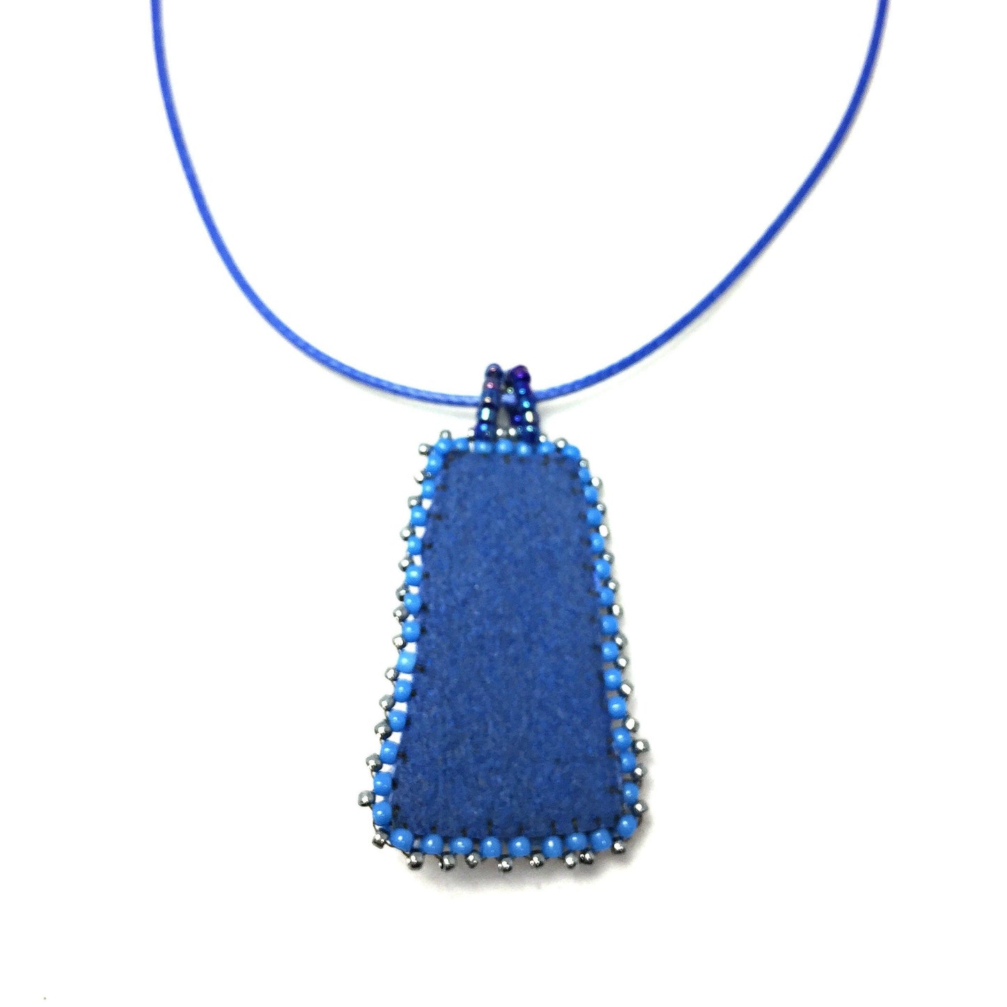 Blue Shibori Silk Embroidery Necklace