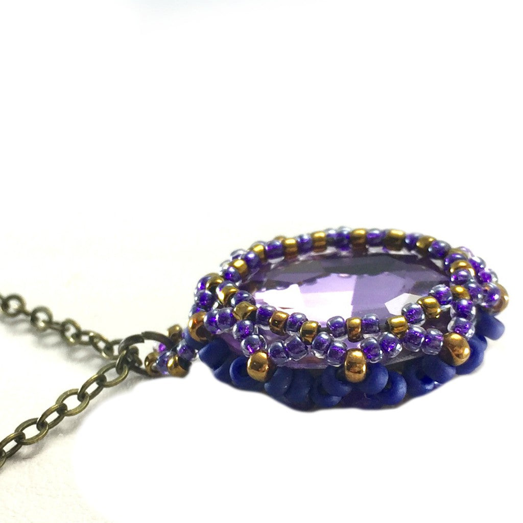 side of purple amethyst necklace