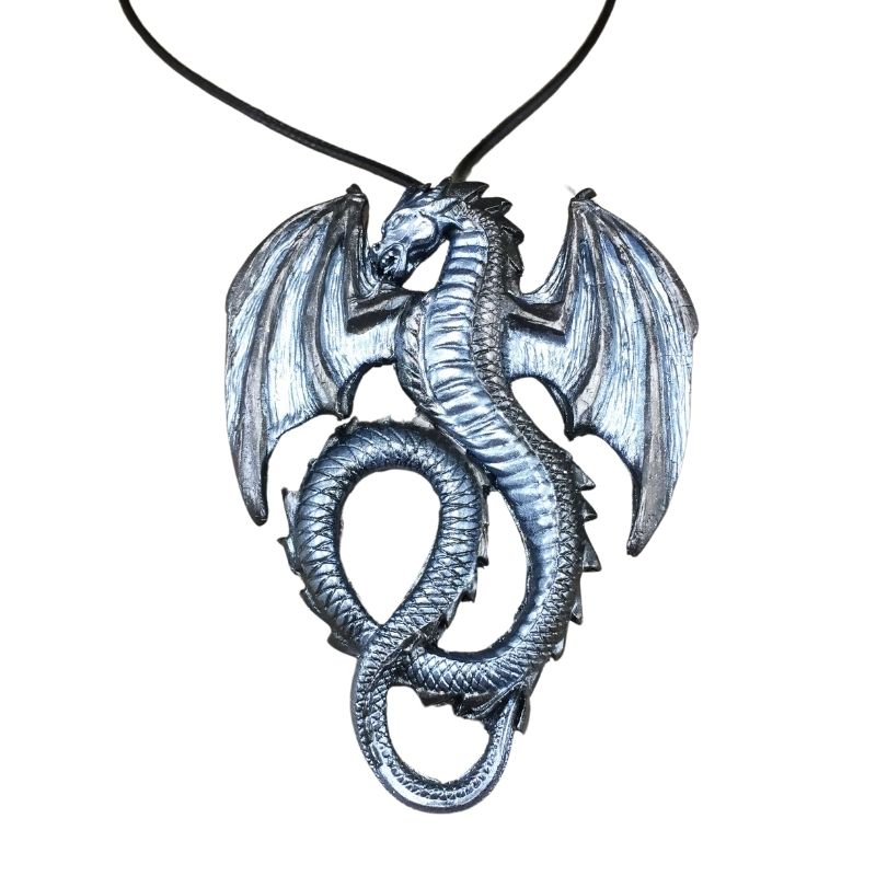 silver winged dragon necklace