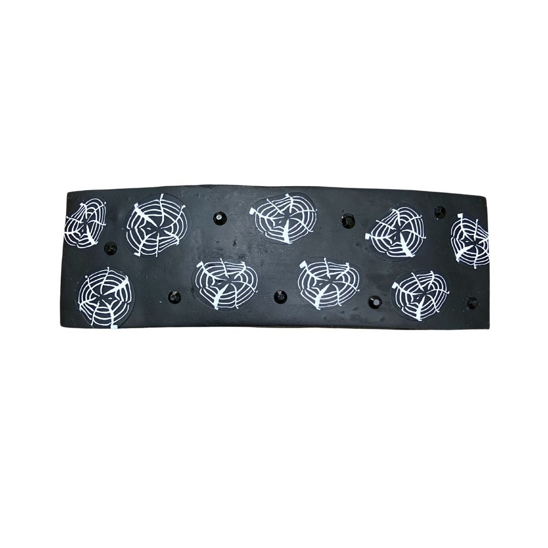 spider web barrette with little spiderwebs and black crystals