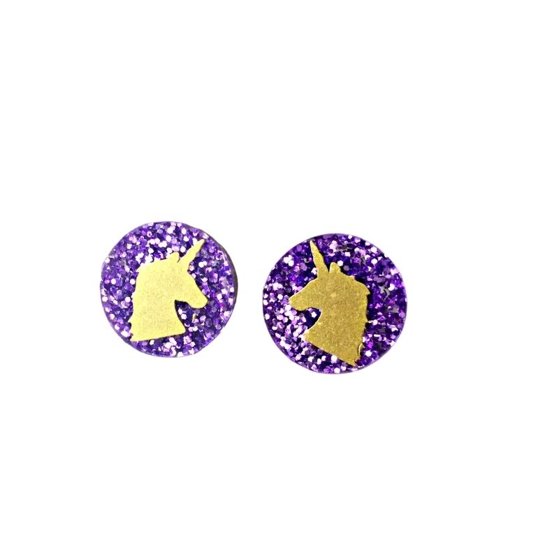 purple unicorn earrings
