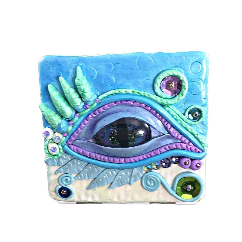 blue green & purple white dragon cosmetic mirror