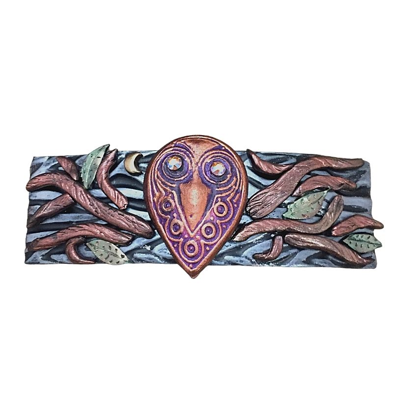 Polymer clay wise owl bird hair barrette